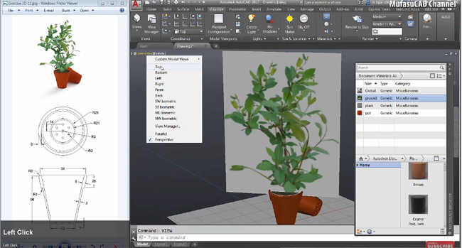 How to create a pot plant with AutoCAD