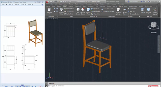 How to design a 3D chair with AutoCAD