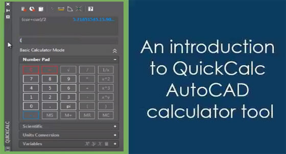 Demonstration of QuickCalc AutoCAD calculator tool