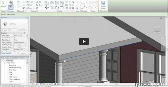 Designing a House in Revit Architecture 34 Gutters Fascia