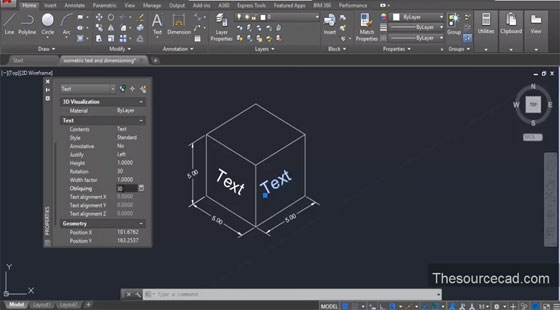isometric text and dimension in autocad