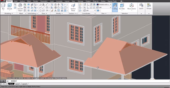 How to create an attractive gable end on a sloped roof with AutoCAD 3D