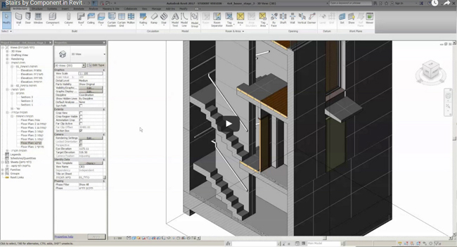 Learn to apply stairs by component tools in Revit 2017