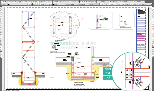 Download cad sample drawing of Steel Frame Elevator Shaft Details